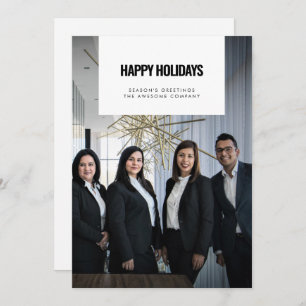 Tarjeta Festiva Simple Happy Holidays Corporate business photo