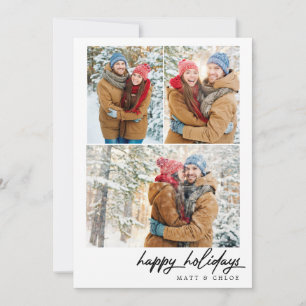 Tarjeta Festiva Simple Happy Holidays Navidades Multi Photo Card