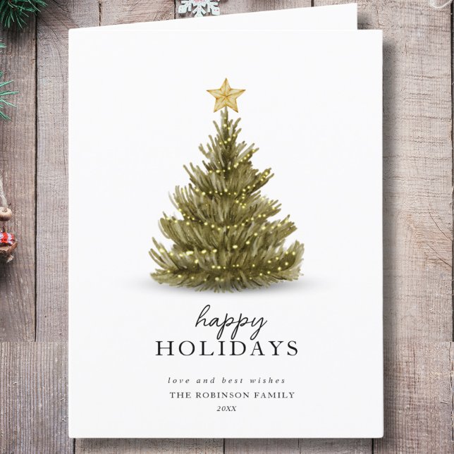 Tarjeta Festiva Simple Happy Holidays Navidades Pine Tree Card (Subido por el creador)