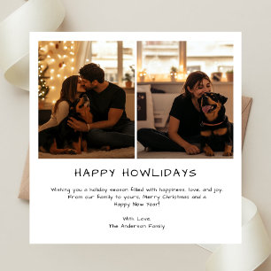 Tarjeta Festiva Simple Happy Howlidays Navidades Family Dog Photo