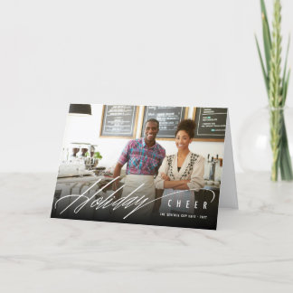 Tarjeta Festiva Simple Holiday Cheer Script Moderno Photo Business