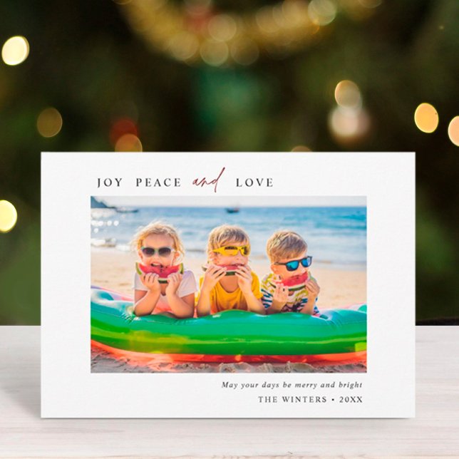 Tarjeta Festiva Simple Joy Peace Love Photo Landscape (Subido por el creador)