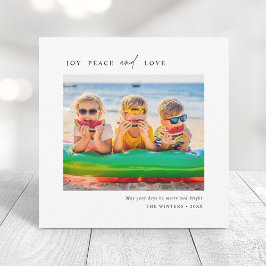 Tarjeta Festiva Simple Joy Peace Love Photo Square