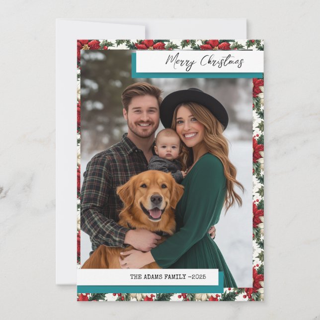 Tarjeta Festiva Simple Letter Merry Christmas (Anverso)