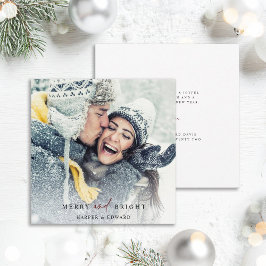 Tarjeta Festiva Simple Merry and Bright Photo Square