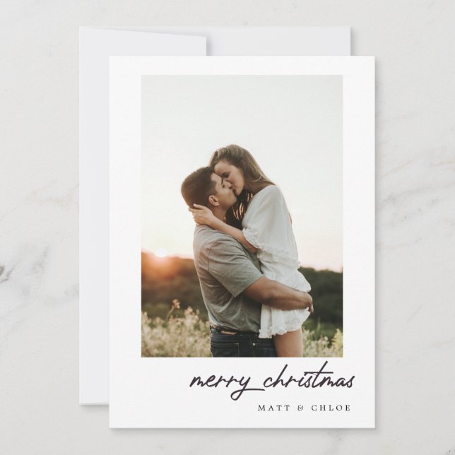 Tarjeta Festiva Simple Merry Christmas Photo Card (Anverso)