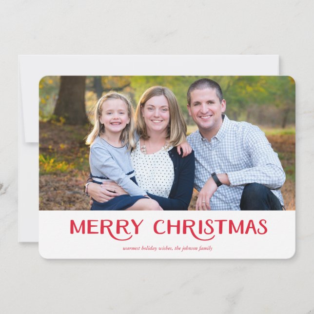 Tarjeta Festiva Simple Merry Christmas Photo Card (Anverso)