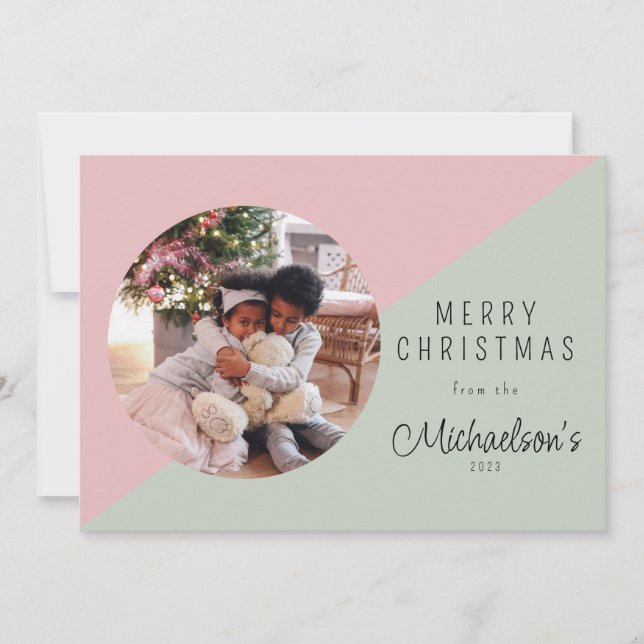 Tarjeta Festiva Simple Merry Christmas Photo Holiday Card (Anverso)