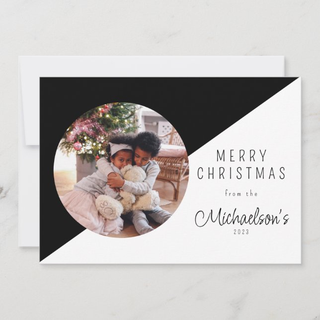 Tarjeta Festiva Simple Merry Christmas Photo Holiday Card (Anverso)