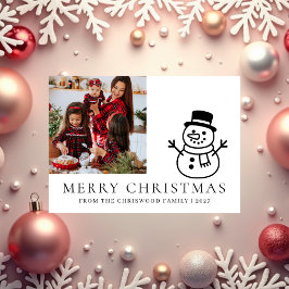 Tarjeta Festiva Simple Merry Christmas Pine Tree family photo