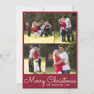 Tarjeta Festiva Simple Merry Christmas Script 4 Collage de fotos