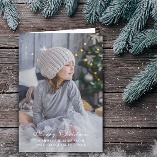 Tarjeta Festiva Simple Merry Christmas Script Full Photo