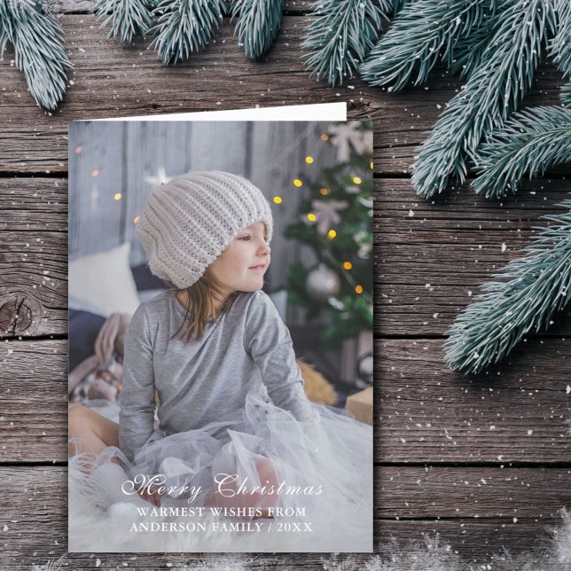 Tarjeta Festiva Simple Merry Christmas Script Full Photo (Subido por el creador)