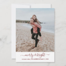 Simple Merry Navidades Brillantes Guión Foto Roja