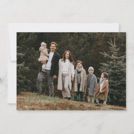 Tarjeta Festiva Simple Merry Script 3 Navidades fotográficos