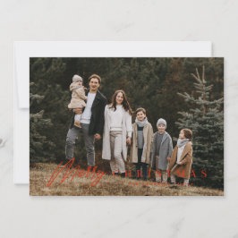 Tarjeta Festiva Simple Merry Script 3 Navidades fotográficos