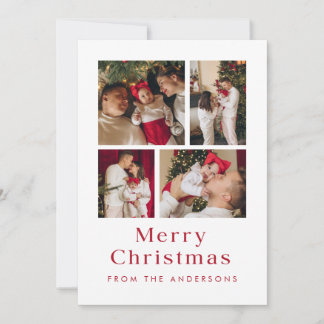 Tarjeta Festiva Simple Minimalist Christmas Four Photo