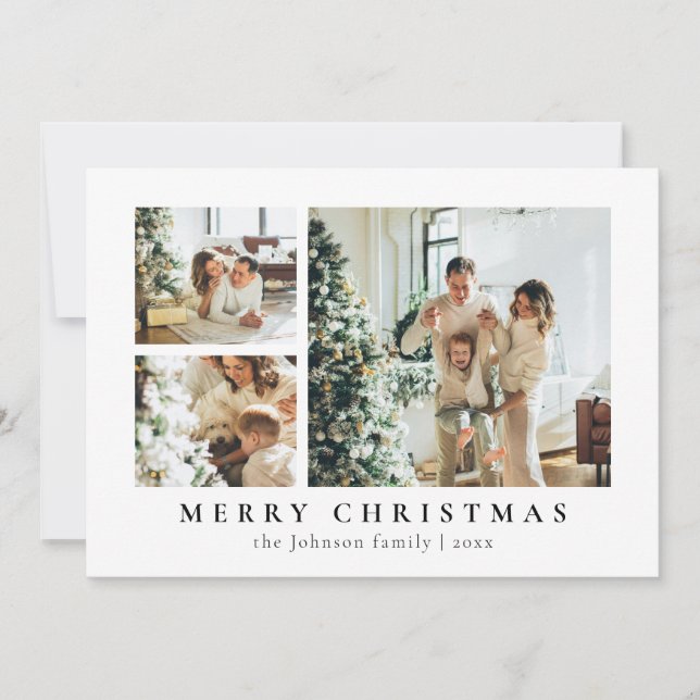 Tarjeta Festiva Simple Minimalist Typography Photo Christmas Card (Anverso)