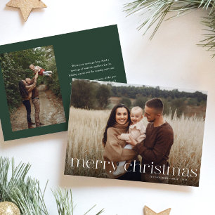 Tarjeta Festiva Simple Minimalista Elegante Dos Fotos Feliz Navida