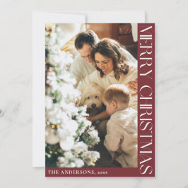 Tarjeta Festiva Simple Minimalista Merry Christmas Red Holiday Car