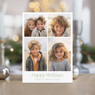 Tarjeta Festiva Simple Mínimo 4 Foto - Blanco verde Zen Arch