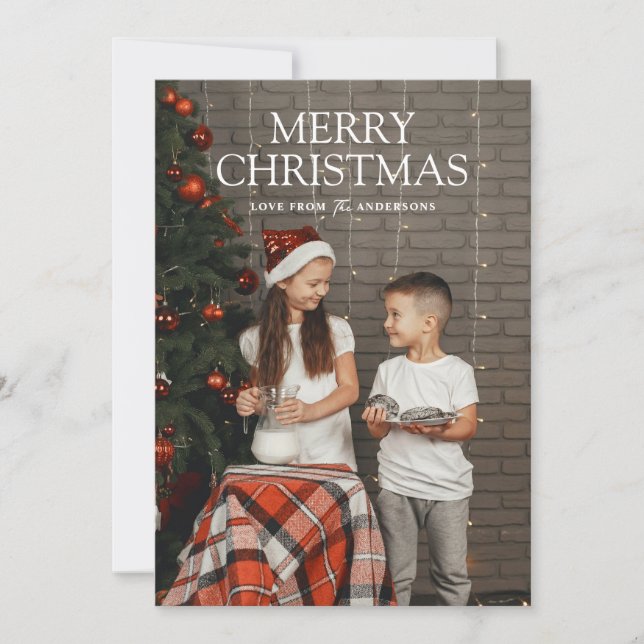 Tarjeta Festiva Simple Modern Merry Christmas Full Photo Card (Anverso)