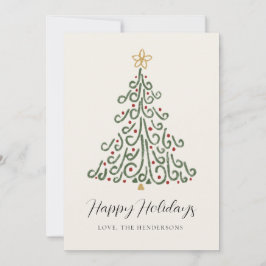 Tarjeta Festiva Simple Modern Rustic Christmas Tree 