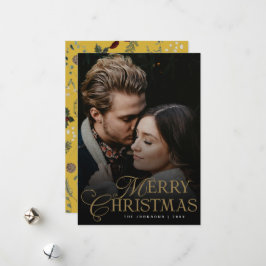 Tarjeta Festiva Simple Modern Typography 1 Photo Gold Christmas