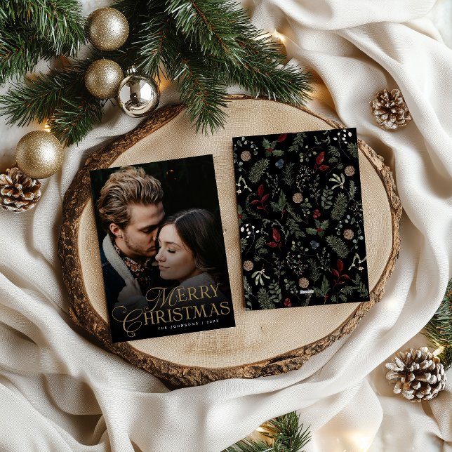 Tarjeta Festiva Simple Modern Typography 1 Photo Merry Christmas (Subido por el creador)