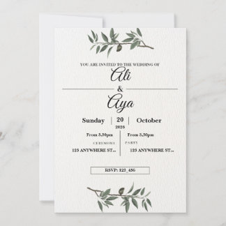Tarjeta Festiva Simple Modern Wedding Invitation | Clean Minimal D