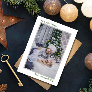 Tarjeta Festiva Simple Moderno Foto Merry Christmas Máquina de Esc