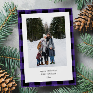 Tarjeta Festiva Simple morado negro revestido 2 fotos Navidades