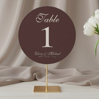 Tarjeta Festiva Simple Neutral Brown Wedding Table Number