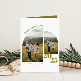 Tarjeta Festiva Simple Olive Green Arch Family Photo Christmas