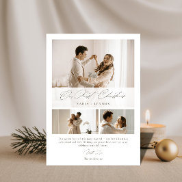 Tarjeta Festiva Simple Our First Christmas Elegant Script 3 Photo