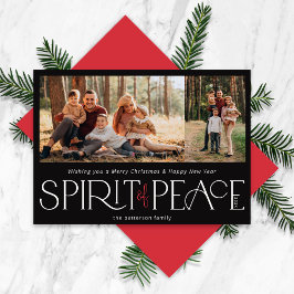 Tarjeta Festiva Simple Peace Photo Black Red