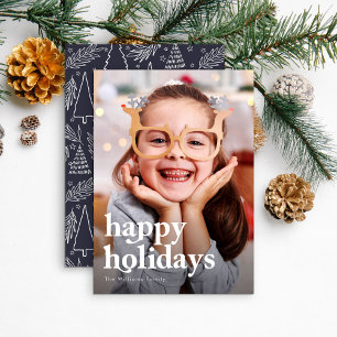 Tarjeta Festiva Simple Photo Typography Happy Holidays Card
