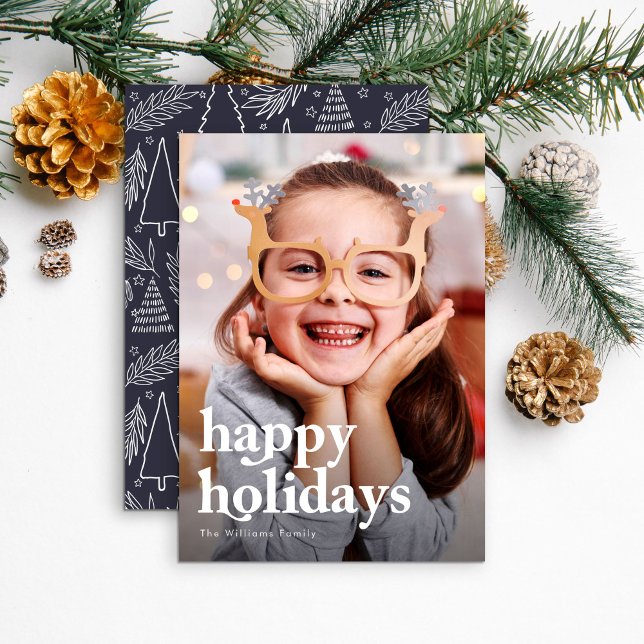 Tarjeta Festiva Simple Photo Typography Happy Holidays Card (Subido por el creador)