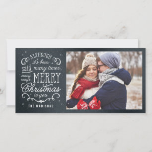 Tarjeta Festiva Simple Phrase Editable Color Holiday Photo Card