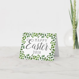 Tarjeta Festiva Simple Primavera Foliage Feliz Pascua