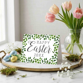 Tarjeta Festiva Simple Primavera Foliage Feliz Pascua