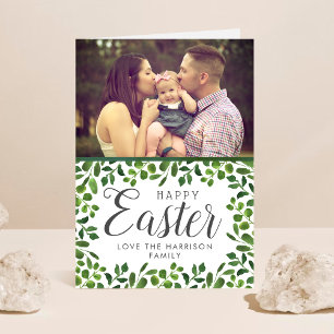 Tarjeta Festiva Simple Primavera Foliage Personalizado foto feliz 