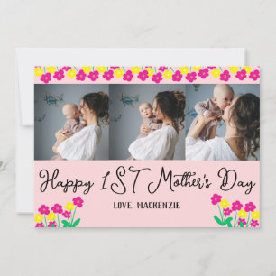 Tarjeta Festiva Simple primer día de la madre regalo tres Collages