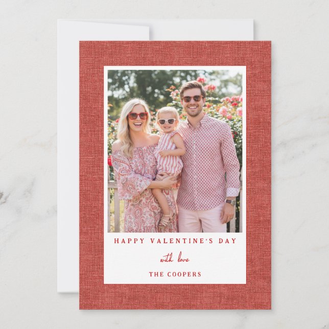 Tarjeta Festiva Simple Red Happy Valentine's Day Photo Card (Anverso)