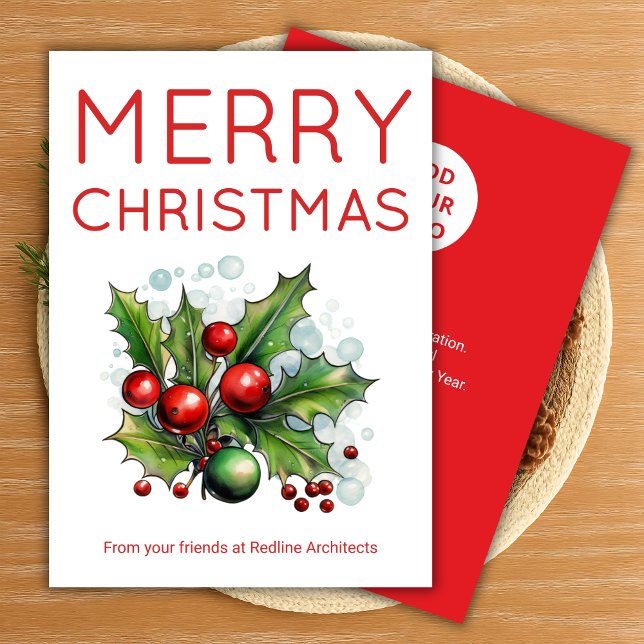 Tarjeta Festiva Simple Red & White Company Card (Subido por el creador)