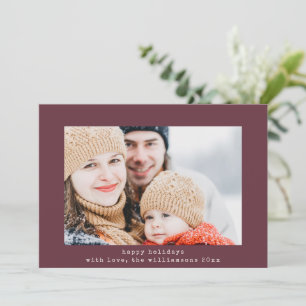 Tarjeta Festiva Simple Retro Máquina de Escribir Dos Foto Burgundy
