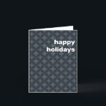 Tarjeta Festiva Simple Retro Moderno Azul Marino En Blanco Plegado<br><div class="desc">Esta elegante tarjeta de vacaciones plegada en blanco presenta un saludo editable sobre un patrón geométrico retro de mediados de siglo moderno en azul marino.</div>
