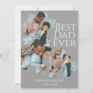 Tarjeta Festiva Simple Rompecabezas Mejor Papá del Mundo Día del P