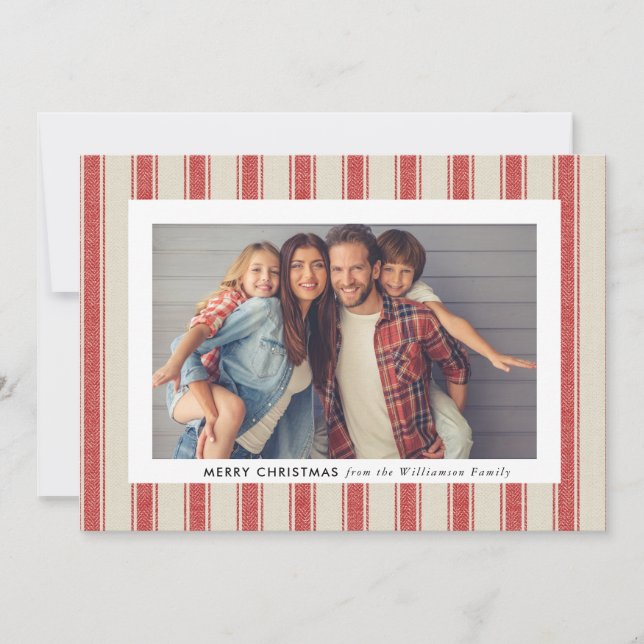 Tarjeta Festiva Simple Rustic Merry Christmas Photo Card (Anverso)