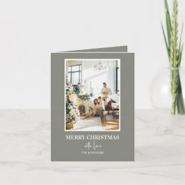 Tarjeta Festiva Simple Sage Green Christmas Photo